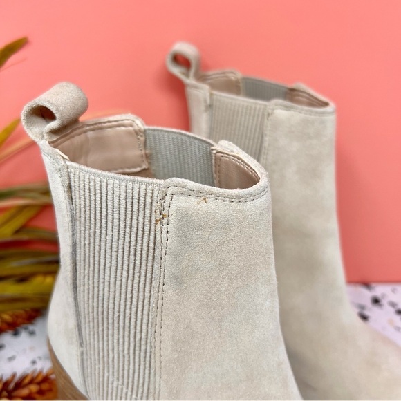 Steve Madden Trekk Sand Tan Pointed Suede Leather Stacked Heel Boots Sz 6.5 - Picture 5 of 14